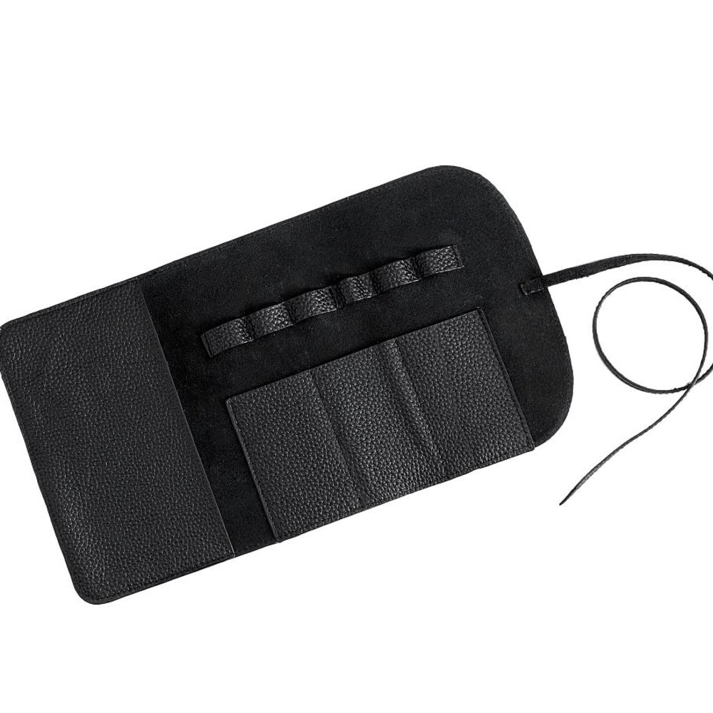 Pottery Barn Reese leather tech roll travel cord organizer